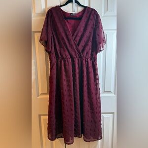 SHEIN Burgundy Textured Dress